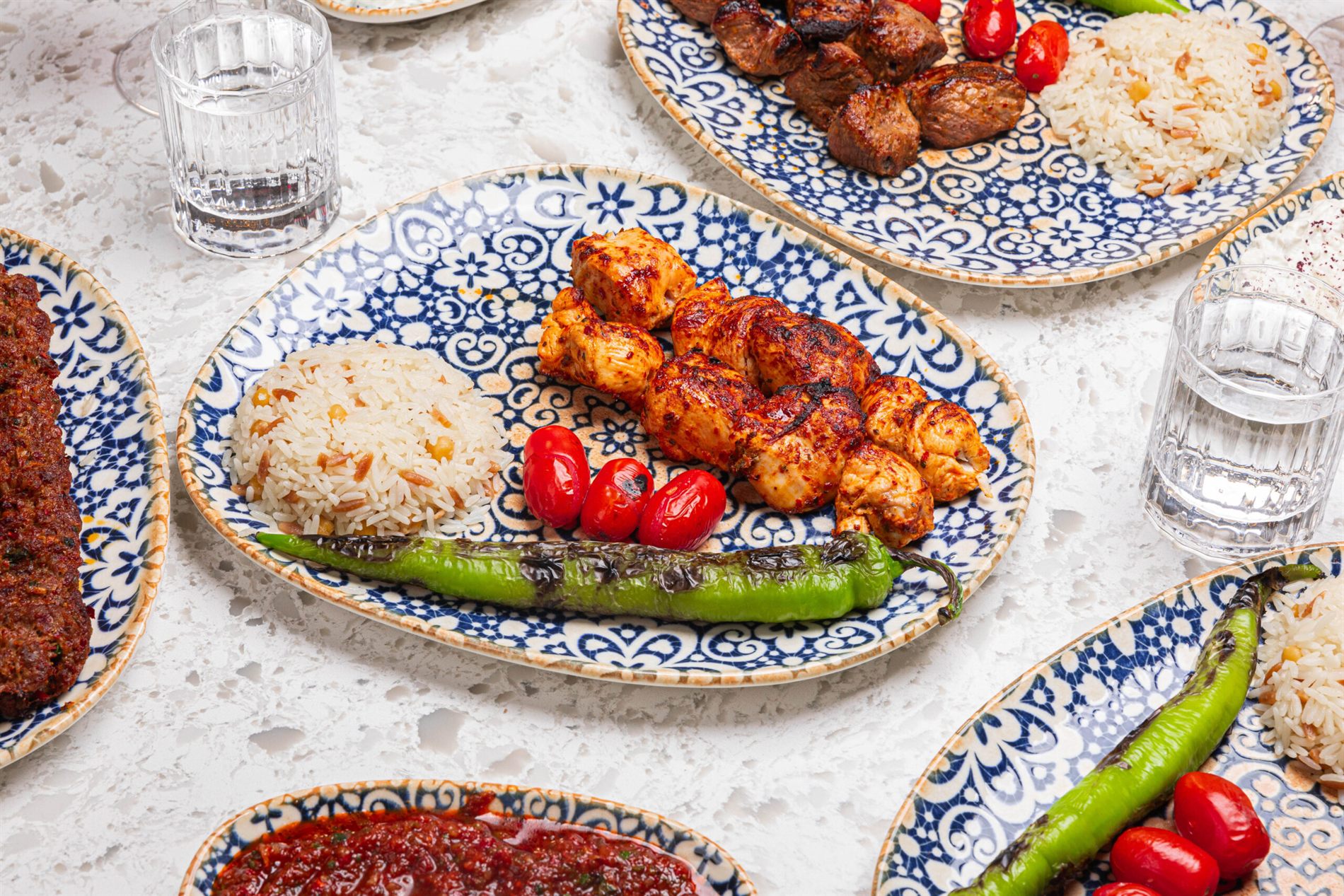 A mixed grill laid out across the table