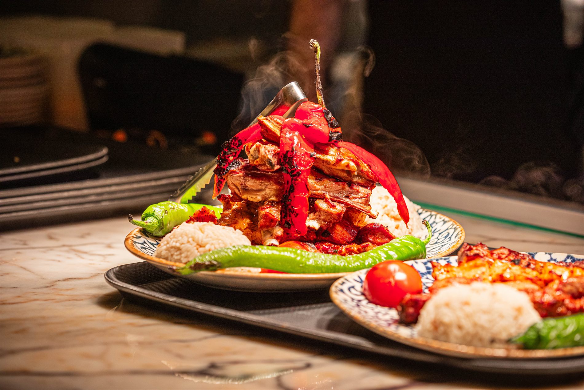 A showpiece charcoal-grilled dish at Elif