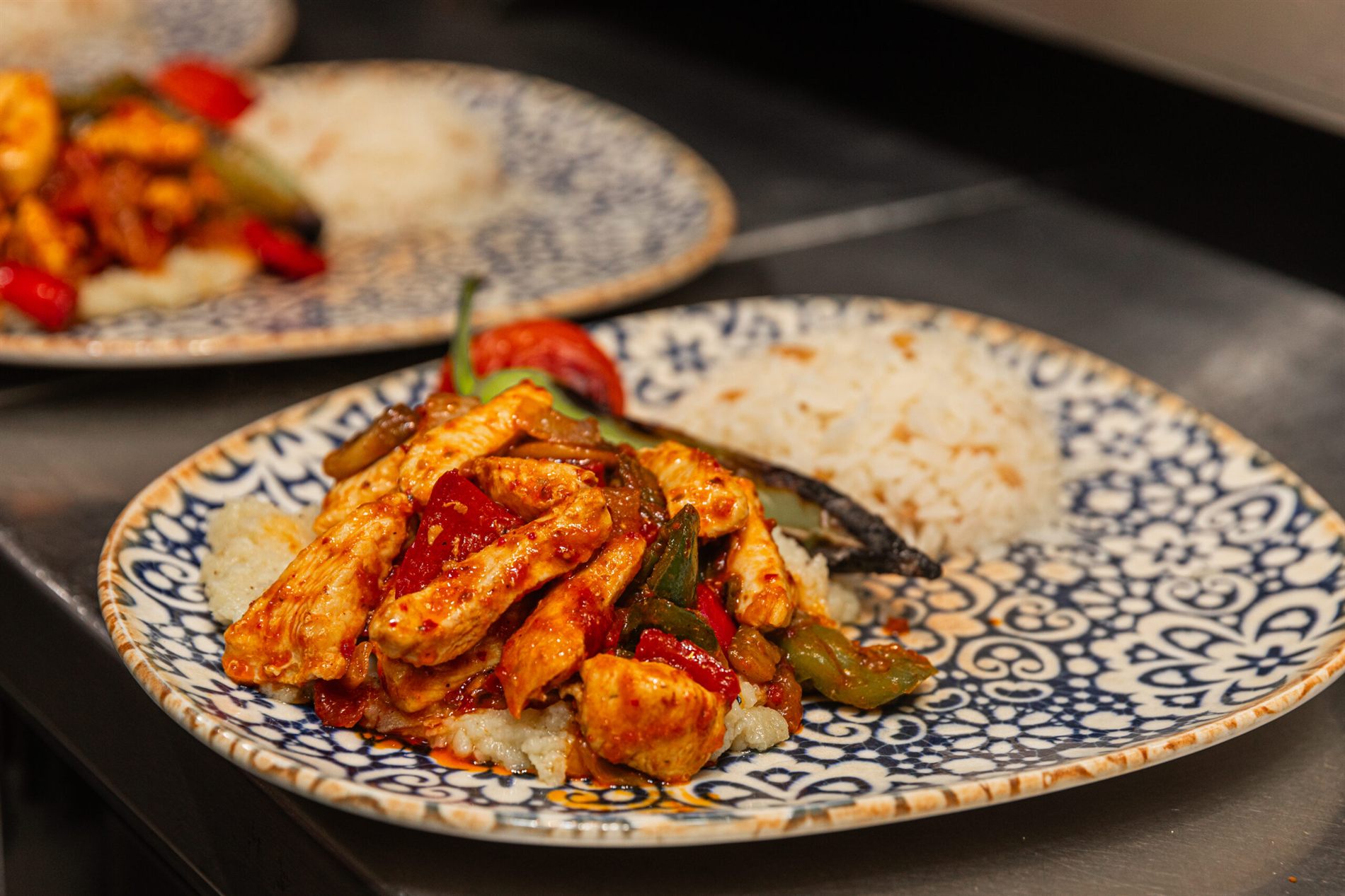 Chicken with peppers and rice at Elif