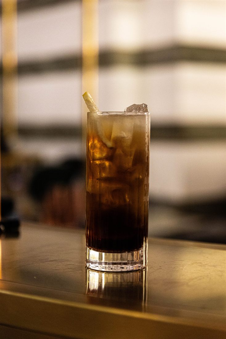 A highball on the bar at Elif