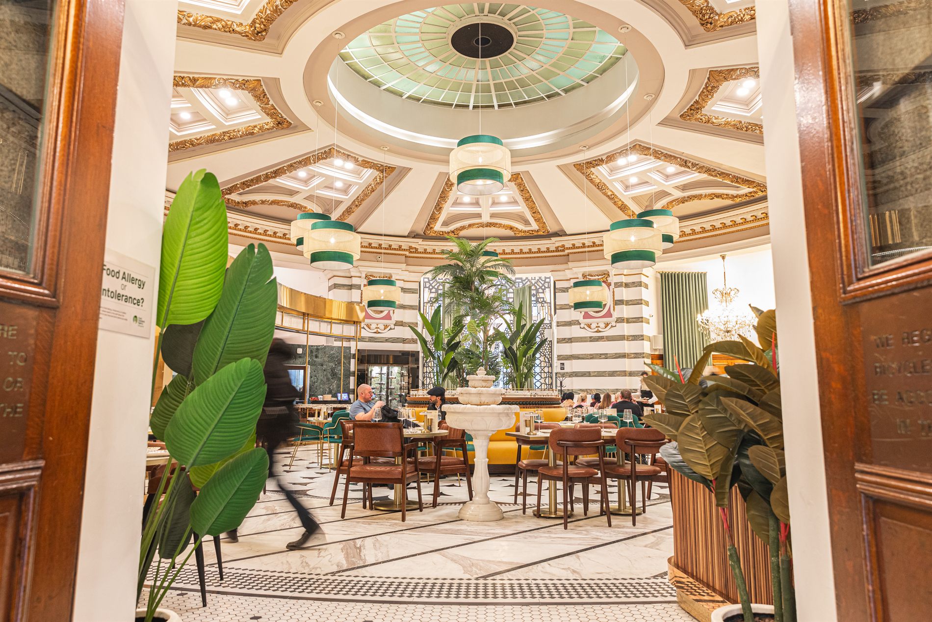 The dining room at Elif beneath a domed and tiled ceiling