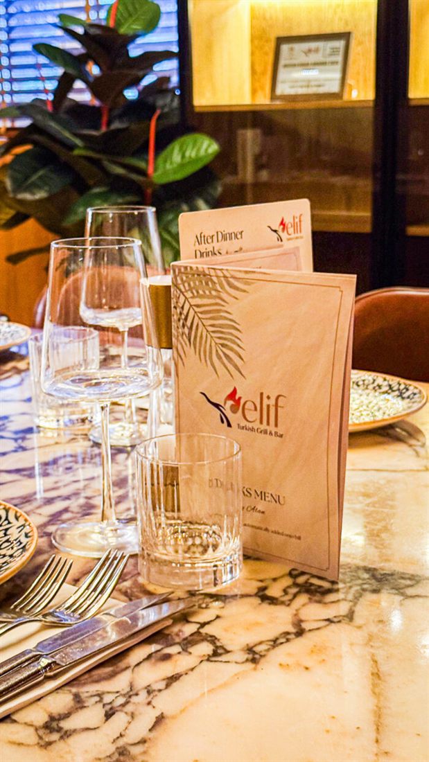 The Elif menu on a table